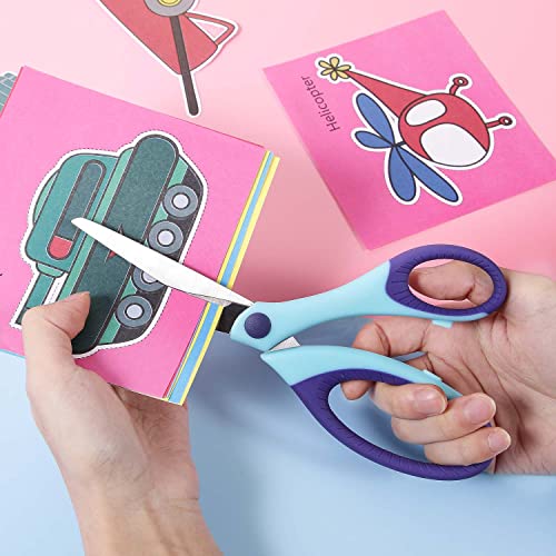 Craft Scissors Set of 4 Pack , All Purpose Sharp Blade Shears Rubber Soft Grip Handle, Multipurpose Fabric Scissors Tool Great for Adults, Office, Sewing, School and Home Supplies, Blue by SCAIKTIG