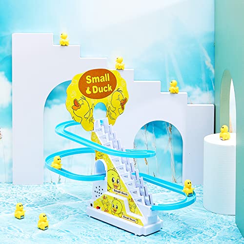 HyDren Climb Stairs Toy Roller Coaster Toy for Halloween Christmas Electric Track Toys Track Slide Stairs Indoor Toy with LED Flashing Lights (Duck) by HyDren