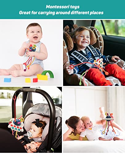 Montessori Toys, Silicone Pull String Activity Toys, Baby Sensory Toys, Baby Travel Toys, Baby Stress Relief Toys fine Motor Skills Toddler 18m+ Birthday Gift for Toddlers by UNIWA