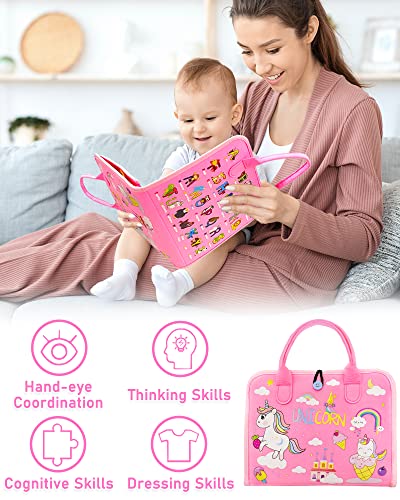 Exorany Busy Board Montessori Toys for 1 2 3 4 Year Old Girls & Boys Gifts, Sensory Toys for Toddlers 1-3, Autism Educational Travel Toys, Preschool Activities for Learning Fine Motor Skills (Pink) from Exorany
