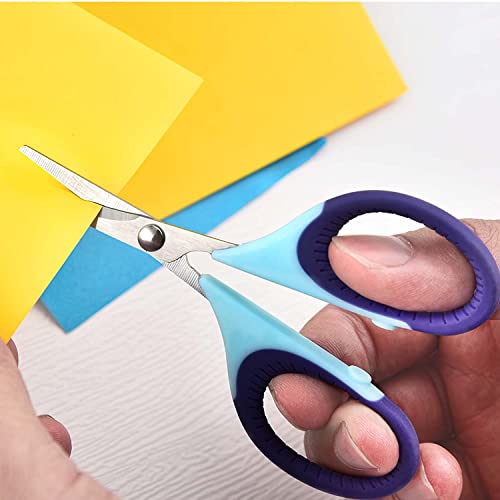 Craft Scissors Set of 4 Pack , All Purpose Sharp Blade Shears Rubber Soft Grip Handle, Multipurpose Fabric Scissors Tool Great for Adults, Office, Sewing, School and Home Supplies, Blue by SCAIKTIG