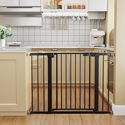 BB1017 Dog Gate for The House,Baby Gate for Stairs 27-43" (Black) by BabyBond