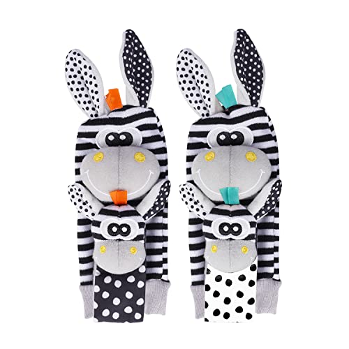 Avos-Deals-Global Baby Rattle Socks Wrist Strap Rattles Set, Cute Baby Animal Development Toy Gift for Newborn Babies, Black and White Foot Finder Sensory Setâ¦ by JollyBaby