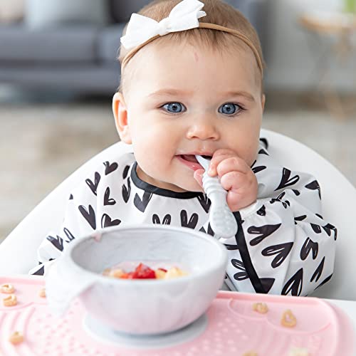 Bumkins Suction Silicone Baby Feeding Set, Bowl, Lid, Spoon, BPA-Free, First Feeding, Baby Led Weaning - Marbled by Bumkins