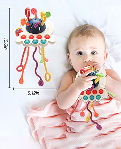 Montessori Toys, Silicone Pull String Activity Toys, Baby Sensory Toys, Baby Travel Toys, Baby Stress Relief Toys fine Motor Skills Toddler 18m+ Birthday Gift for Toddlers by UNIWA