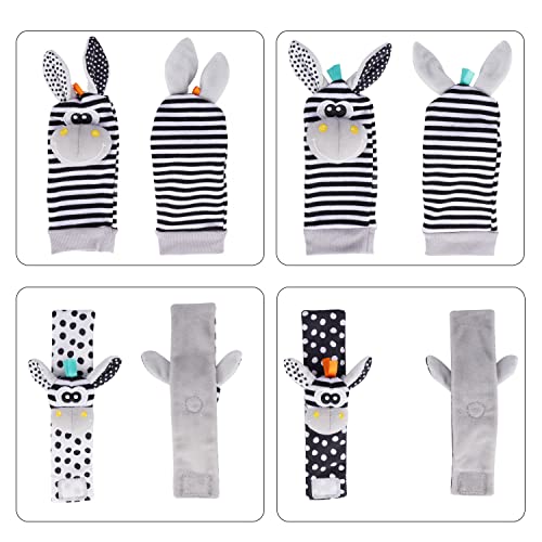 Avos-Deals-Global Baby Rattle Socks Wrist Strap Rattles Set, Cute Baby Animal Development Toy Gift for Newborn Babies, Black and White Foot Finder Sensory Setâ¦ by JollyBaby