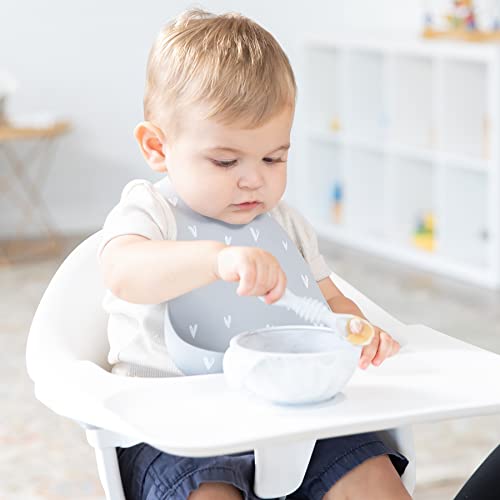 Bumkins Suction Silicone Baby Feeding Set, Bowl, Lid, Spoon, BPA-Free, First Feeding, Baby Led Weaning - Marbled by Bumkins
