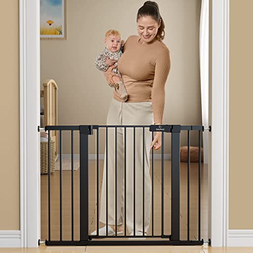 BB1017 Dog Gate for The House,Baby Gate for Stairs 27-43" (Black) by BabyBond