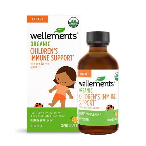 Wellements Organic Children's Immune Support Syrup, Orange Flavor, 4 Fl Oz, Free from Dyes, Parabens, and unecessary Preservatives from Wellements