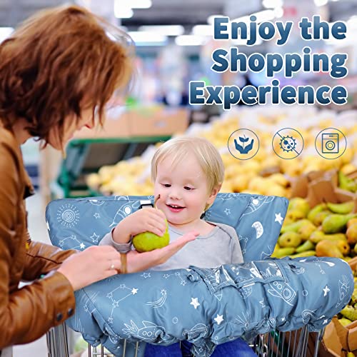 Yoofoss Shopping Cart Cover for Baby, 2-in-1 High Chair Cover with Safety Harness, Multifunctional Cart Covers for Toddler, Universal Fit, Soft Padded Grocery Cart Cover for Baby Boy Girl - Blue by Shenzhenshi Aisifang Clothing Co., Ltd.