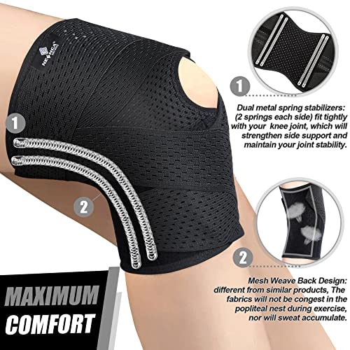 NEENCA Professional Knee Brace with Side Stabilizers, Medical Knee Support with Mesh Weave Tech, Knee Wrap with Ultra-Soft Bandage for Knee Pain, Arthritis, Injuries Relief, Running, Workout, Sports from NEENCA