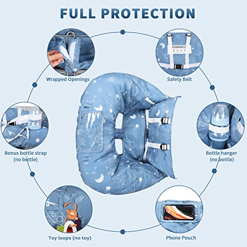 Yoofoss Shopping Cart Cover for Baby, 2-in-1 High Chair Cover with Safety Harness, Multifunctional Cart Covers for Toddler, Universal Fit, Soft Padded Grocery Cart Cover for Baby Boy Girl - Blue by Shenzhenshi Aisifang Clothing Co., Ltd.