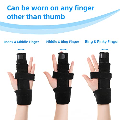 Fanwer 2 Finger Splint Trigger Finger Splint, Adjustable Length Finger Brace for Two Finger Support, Knuckle Straightening Immobilizer for Broken Finger, Arthritis, Mallet Finger, Sprains, Tendonitis from Fanwer