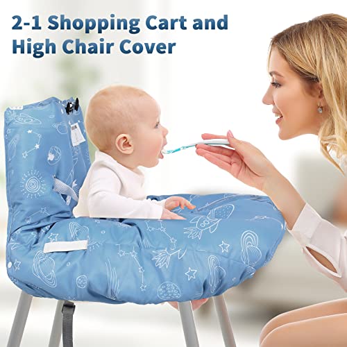 Yoofoss Shopping Cart Cover for Baby, 2-in-1 High Chair Cover with Safety Harness, Multifunctional Cart Covers for Toddler, Universal Fit, Soft Padded Grocery Cart Cover for Baby Boy Girl - Blue by Shenzhenshi Aisifang Clothing Co., Ltd.