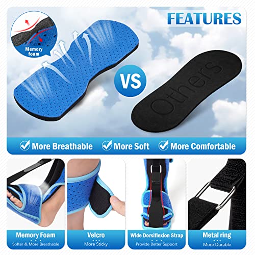 Plantar Fasciitis Night Splint: WXY Foot Brace with Support Plate | Dorsal Night Splint for Plantar Fasciitis Women Men | Plantar Fasciitis Relief Achilles Tendonitis Foot Drop Heel Pain Black-Blue from WXY