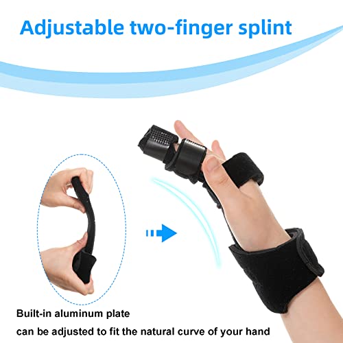 Fanwer 2 Finger Splint Trigger Finger Splint, Adjustable Length Finger Brace for Two Finger Support, Knuckle Straightening Immobilizer for Broken Finger, Arthritis, Mallet Finger, Sprains, Tendonitis from Fanwer