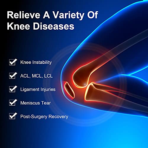 Nvorliy ROM Metal Hinged Knee Brace, Adjustable Open Patella Pad, Medical Knee Immobilizer for ACL, Post Op, Tendon, Orthopedic Rehab and Meniscus Injuries, Fit Right & Left Leg, Women & Men by Nvorliy