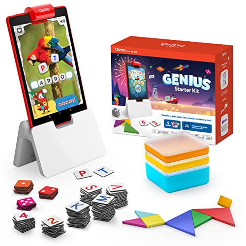 Osmo - Genius Starter Kit for Fire Tablet-5 Educational Learning Games-Ages 6-10-Spelling, Math & Creativity-STEM Toy Gifts-Boy & Girl-Ages 6 7 8 9 10(Osmo Fire Tablet Base Included-Amazon Exclusive) from Osmo