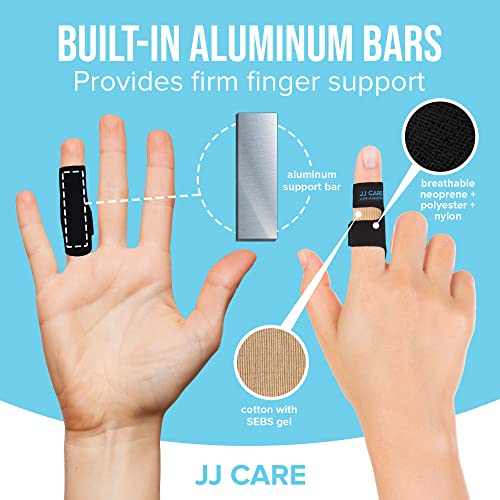 JJ CARE Trigger Finger Splint with Finger Sleeves [Pack of 2] Adjustable Finger Support, Brace, Stabilizer and Straightening | Support Arthritis Knuckle Immobilization | Fits Thumb, Index, Middle, Ring and Pinky Finger by JJ CARE