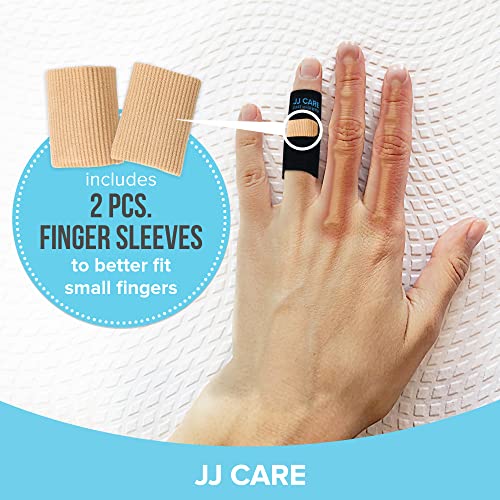 JJ CARE Trigger Finger Splint with Finger Sleeves [Pack of 2] Adjustable Finger Support, Brace, Stabilizer and Straightening | Support Arthritis Knuckle Immobilization | Fits Thumb, Index, Middle, Ring and Pinky Finger by JJ CARE