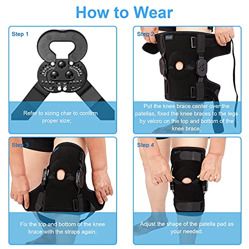 Nvorliy ROM Metal Hinged Knee Brace, Adjustable Open Patella Pad, Medical Knee Immobilizer for ACL, Post Op, Tendon, Orthopedic Rehab and Meniscus Injuries, Fit Right & Left Leg, Women & Men by Nvorliy