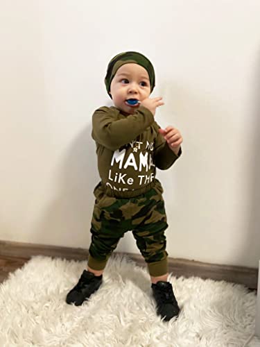 Baby Boy Clothes Newborn Boy Outfits, Infant Letter Print Romper+Long Pants+Hat 3PC Clothing Set(6M,Army Green) by 
