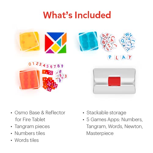 Osmo - Genius Starter Kit for Fire Tablet-5 Educational Learning Games-Ages 6-10-Spelling, Math & Creativity-STEM Toy Gifts-Boy & Girl-Ages 6 7 8 9 10(Osmo Fire Tablet Base Included-Amazon Exclusive) from Osmo