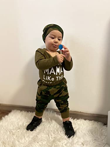 Baby Boy Clothes Newborn Boy Outfits, Infant Letter Print Romper+Long Pants+Hat 3PC Clothing Set(6M,Army Green) by 