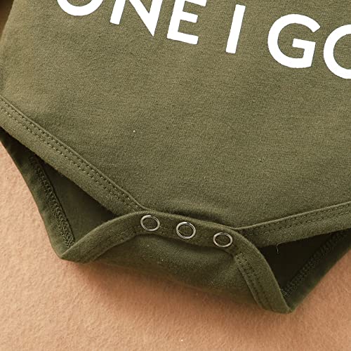 Baby Boy Clothes Newborn Boy Outfits, Infant Letter Print Romper+Long Pants+Hat 3PC Clothing Set(6M,Army Green) by 