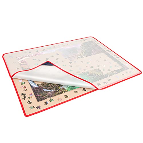Becko US Jigsaw Puzzle Board with Puzzle Dust-Proof Cover for Puzzles Up to 1500 Pieces Portable Jigsaw Board Puzzle Mat for Puzzle Storage Puzzle Saver, Non-Slip Surface (Khaki) by Becko US