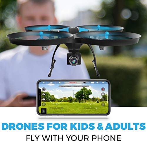 Force1 U49WF FPV Drone with Camera for Adults - VR Headset Compatible WiFi Quadcopter RTF Remote Control Flying Drone with 720p HD Drone Camera, Altitude Hold, Headless Mode, and 2 Drone Batteries by Force1