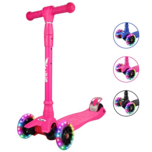 Scooters for Kids Age 3-5, Kick Scooter for Boys Girls Toddlers, 4 Adjustable Height, AEBC-9 Bearing, 3 Light Up Wheels, Outdoor Activities for Children from 3 to 12 Years Old, Pink from Nasitip