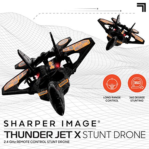 SHARPER IMAGE Thunderbolt Remote Control Stunt Drone, 2.4 GHz Wireless Fighter Jet RC, Quadcopter with Assisted Landing, Small Plane for Kids and Beginners, Rechargeable from MerchSource