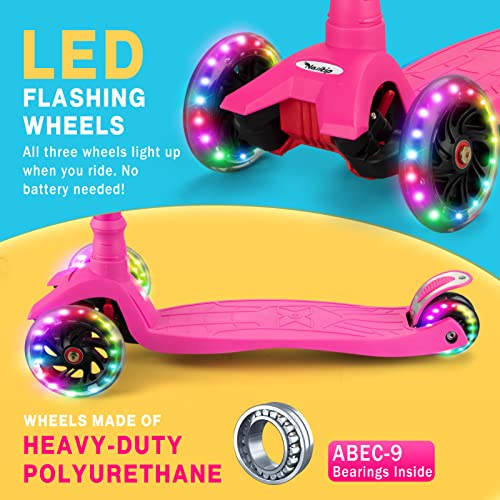 Scooters for Kids Age 3-5, Kick Scooter for Boys Girls Toddlers, 4 Adjustable Height, AEBC-9 Bearing, 3 Light Up Wheels, Outdoor Activities for Children from 3 to 12 Years Old, Pink from Nasitip