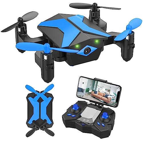 Drone with Camera Drones for Kids Beginners, RC Quadcopter with App FPV Video, Voice Control, Altitude Hold, Headless Mode, Trajectory Flight, Foldable Kids Drone Boys Gifts Girls Toys-Light Blue by Guangdong Attop Technology Co Ltd