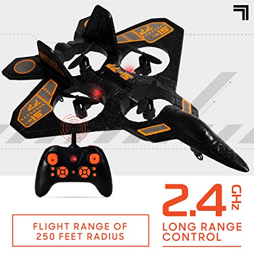 SHARPER IMAGE Thunderbolt Remote Control Stunt Drone, 2.4 GHz Wireless Fighter Jet RC, Quadcopter with Assisted Landing, Small Plane for Kids and Beginners, Rechargeable from MerchSource