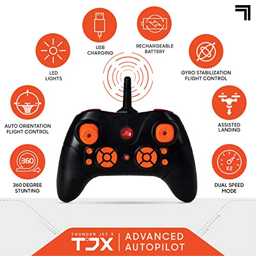 SHARPER IMAGE Thunderbolt Remote Control Stunt Drone, 2.4 GHz Wireless Fighter Jet RC, Quadcopter with Assisted Landing, Small Plane for Kids and Beginners, Rechargeable from MerchSource