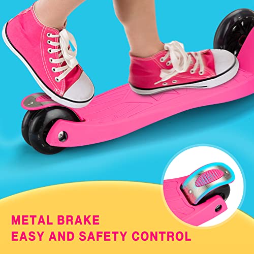 Scooters for Kids Age 3-5, Kick Scooter for Boys Girls Toddlers, 4 Adjustable Height, AEBC-9 Bearing, 3 Light Up Wheels, Outdoor Activities for Children from 3 to 12 Years Old, Pink from Nasitip