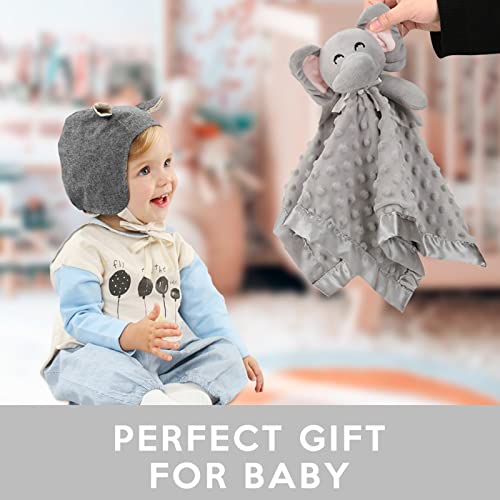 Pro Goleem Elephant Security Blanket Soft Baby Lovey Unisex Lovie Christmas Baby Gifts for Newborn Boys and Girls Baby Snuggle Toy Baby Elephant Stuffed Animal Grey 16 Inch by 