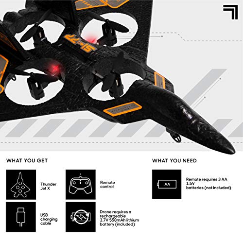 SHARPER IMAGE Thunderbolt Remote Control Stunt Drone, 2.4 GHz Wireless Fighter Jet RC, Quadcopter with Assisted Landing, Small Plane for Kids and Beginners, Rechargeable from MerchSource