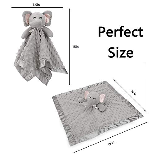 Pro Goleem Elephant Security Blanket Soft Baby Lovey Unisex Lovie Christmas Baby Gifts for Newborn Boys and Girls Baby Snuggle Toy Baby Elephant Stuffed Animal Grey 16 Inch by 