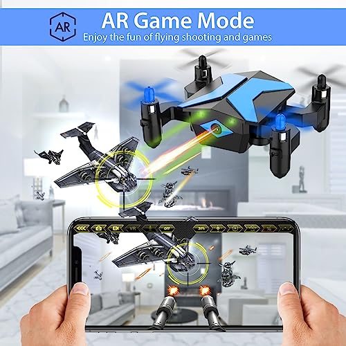 Drone with Camera Drones for Kids Beginners, RC Quadcopter with App FPV Video, Voice Control, Altitude Hold, Headless Mode, Trajectory Flight, Foldable Kids Drone Boys Gifts Girls Toys-Light Blue by Guangdong Attop Technology Co Ltd