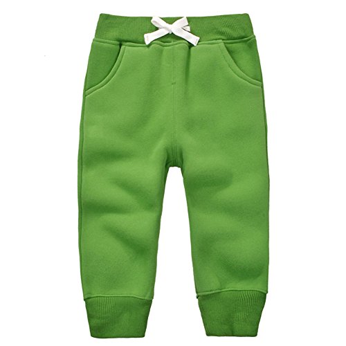 CuteOn Unisex Toddler Jogger Pants Kids Cotton Elastic Waist Winter Baby Sweatpants Pants 1-5Years Grass Green from 