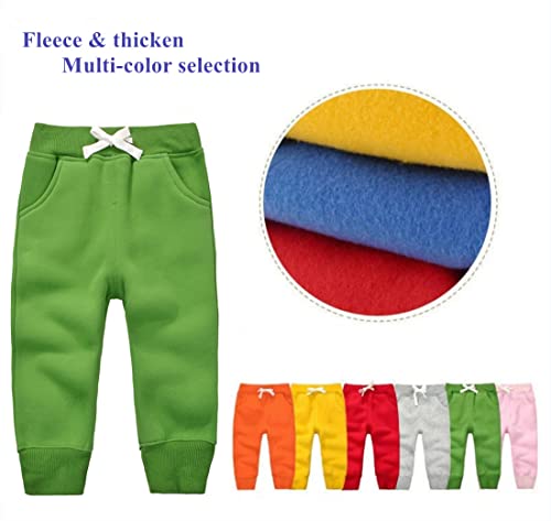 CuteOn Unisex Toddler Jogger Pants Kids Cotton Elastic Waist Winter Baby Sweatpants Pants 1-5Years Grass Green from 