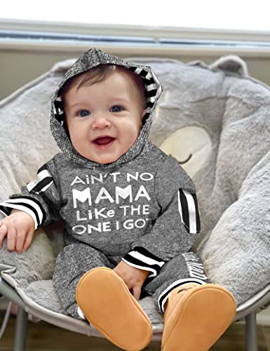 Newborn Baby Boy Clothes Letter Print Hoodies+Little Man Stripe Long Pants 2PCS Outfits Set 0-3 Months by 
