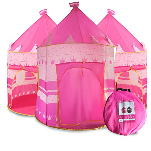 Princess Castle Play Tent for Kids, Princess Castle Dollhouse That conveniently Folds in to a Carrying Case, Perfect Foldable Pop Up Pink Childrens Play Tent/House Toy for Indoor & Outdoor Use from WeeCosy