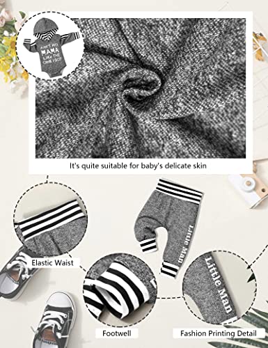 Newborn Baby Boy Clothes Letter Print Hoodies+Little Man Stripe Long Pants 2PCS Outfits Set 0-3 Months by 