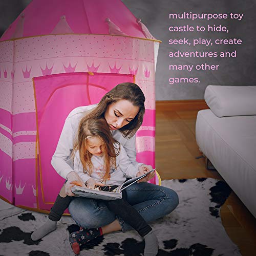 Princess Castle Play Tent for Kids, Princess Castle Dollhouse That conveniently Folds in to a Carrying Case, Perfect Foldable Pop Up Pink Childrens Play Tent/House Toy for Indoor & Outdoor Use from WeeCosy