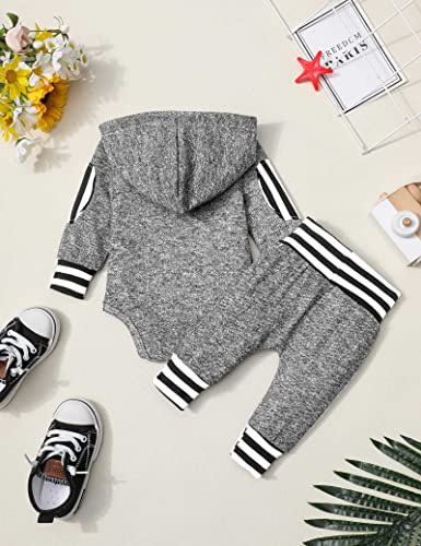 Newborn Baby Boy Clothes Letter Print Hoodies+Little Man Stripe Long Pants 2PCS Outfits Set 0-3 Months by 