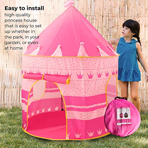 Princess Castle Play Tent for Kids, Princess Castle Dollhouse That conveniently Folds in to a Carrying Case, Perfect Foldable Pop Up Pink Childrens Play Tent/House Toy for Indoor & Outdoor Use from WeeCosy